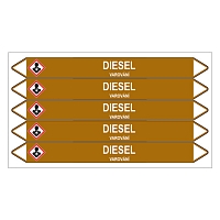 Značení potrubí, diesel,5 ks, 150 × 12 mm